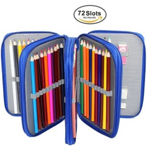 Gel Pens 216 Slots Colored Pencil Case Organizer Large Deluxe PU Leather Pencil Holder with Removal Handle Strap for Polychromos Pencils Black Prismacolor Colored Pencil Ideal Gift 