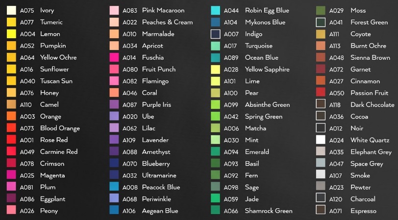 Marco Raffine Colored Pencils Color Chart