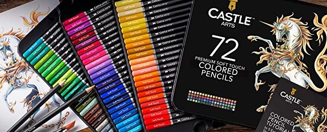 Castle Art Supplies 72 Colored Pencils Set  Quality Soft Core Colored  Leads for Adult Artists